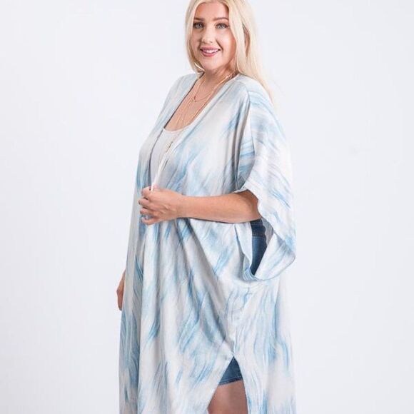 Zebra print‎ short sleeve maxi plus size kimono - Picture 2 of 4